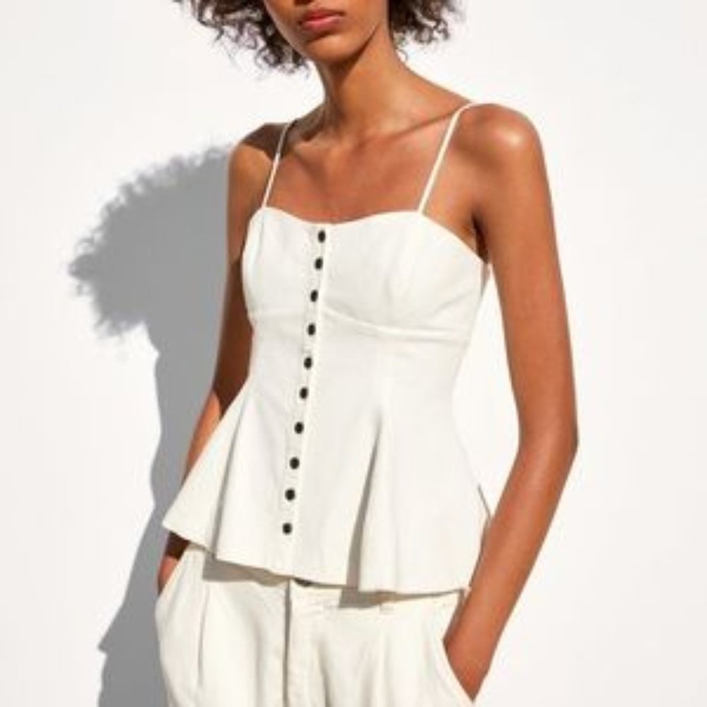 NWT Zara Peplum Rustic Buttoned Shirt Top S